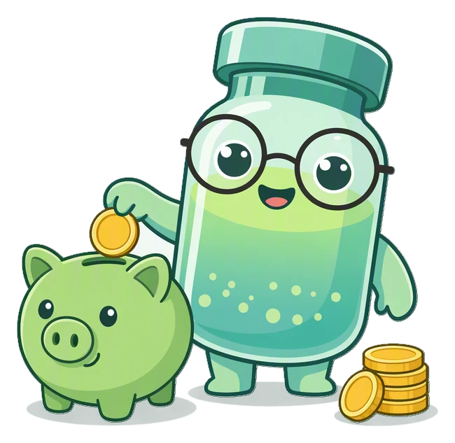 Blorb echando una moneda en una alcancía