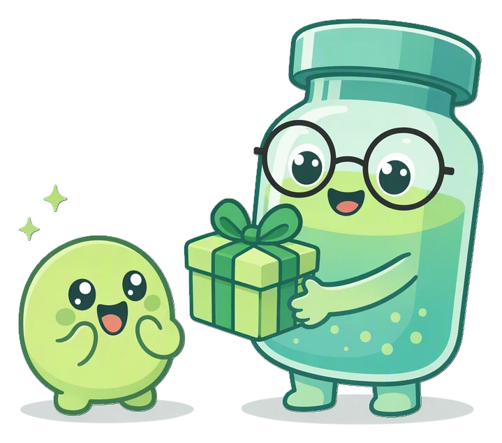 Blorb entregando un regalo a un amigo