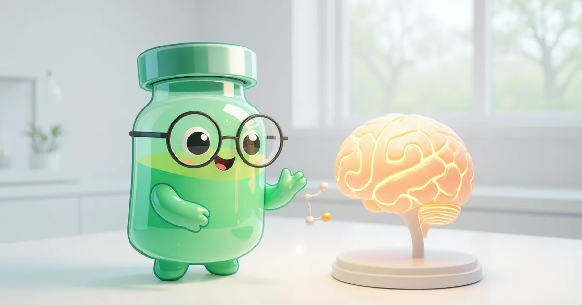 cognitive peptide explorer -- peptide vial mascot exploring brain enhancement compounds