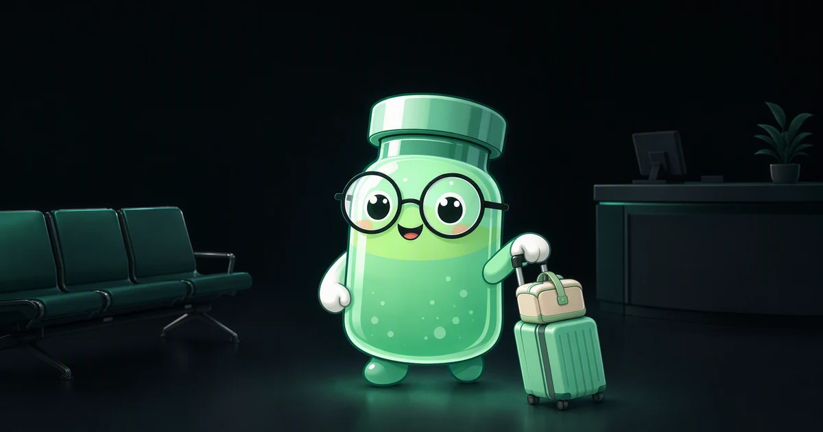 Guía para viajar con péptidos: mascota vial de péptido con bolso de viaje