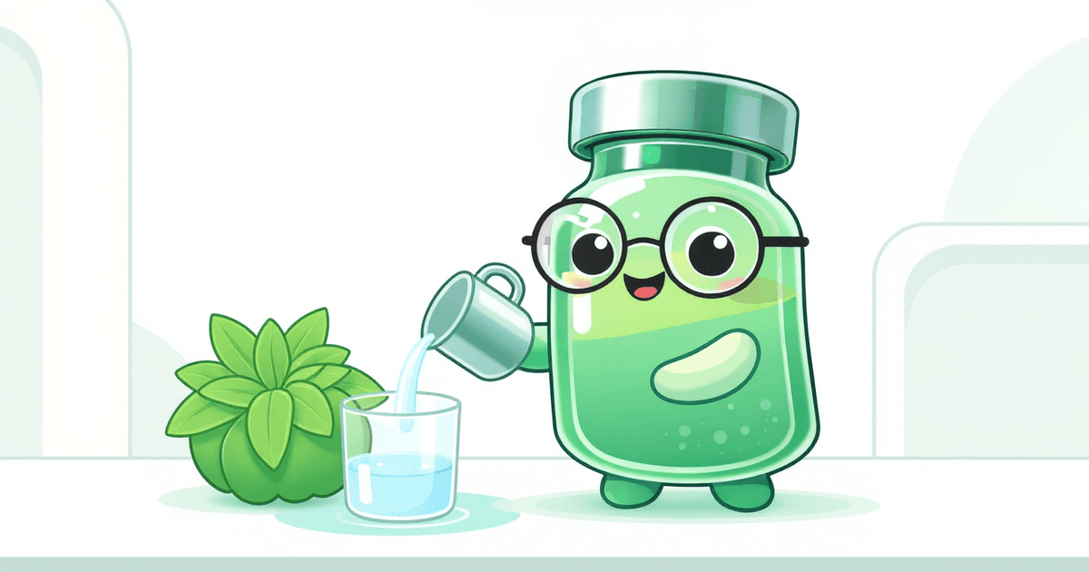 Peptides Academy mascot watering a glass with an aloe plant