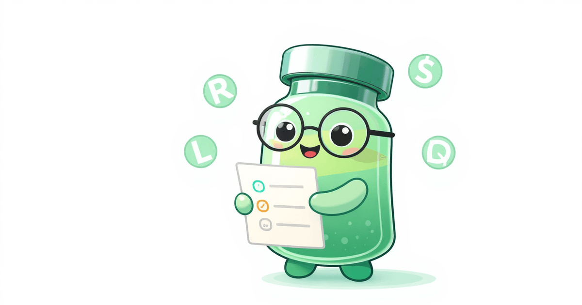 Aesthetic enhancement evidence checker: peptide vial mascot holding a checklist