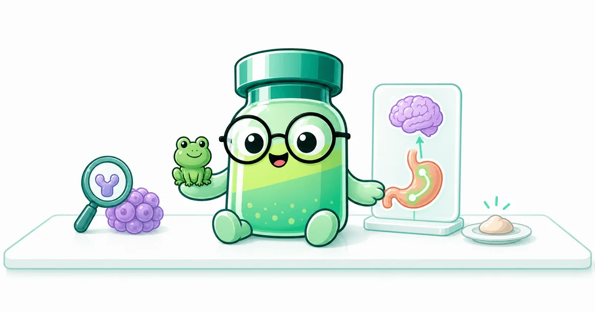 bombesin peptide vial mascot illustration