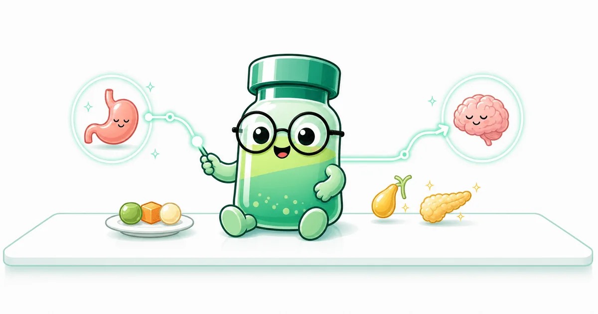 CCK peptide vial mascot illustration