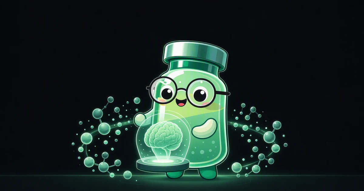Cerebrolysin peptide vial mascot illustration