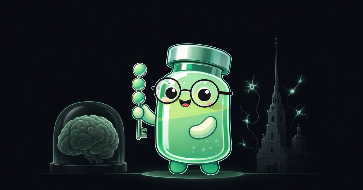 Cortagen peptide vial mascot illustration