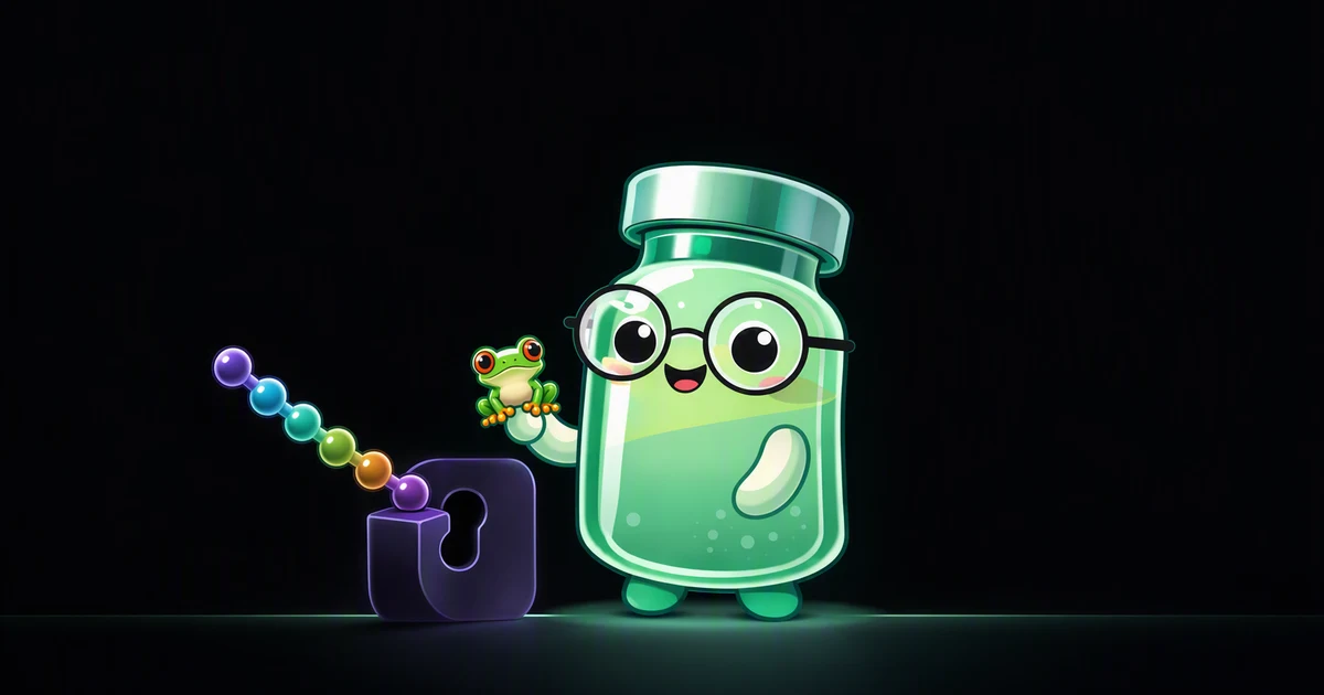 Dermorphin peptide vial mascot illustration