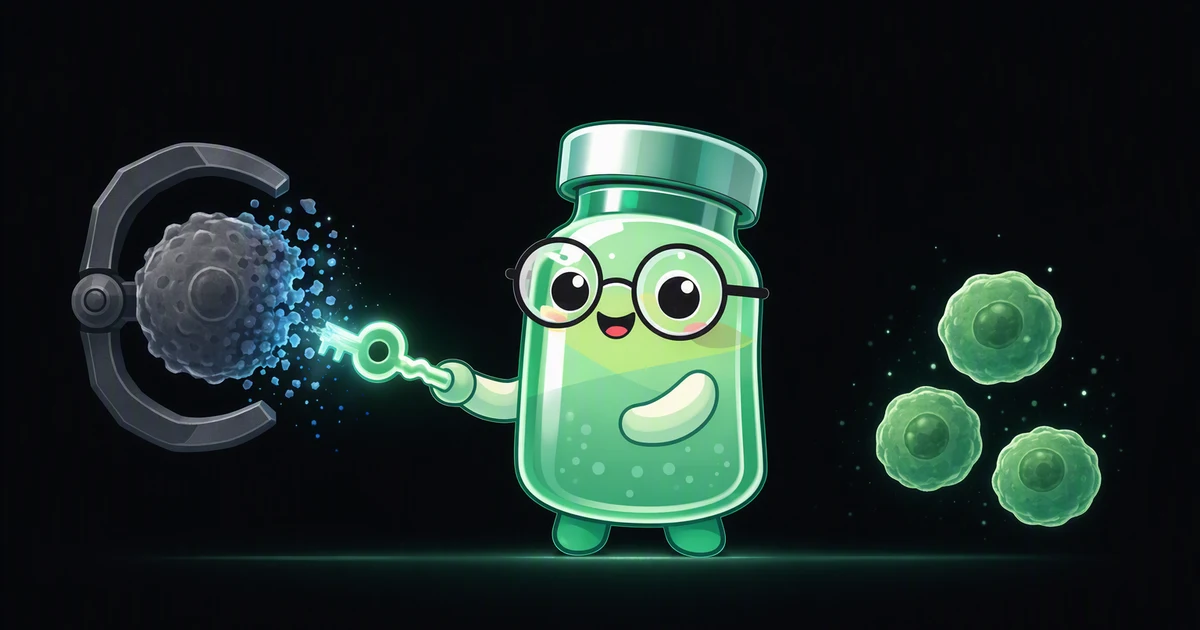FOXO4-DRI peptide vial mascot illustration