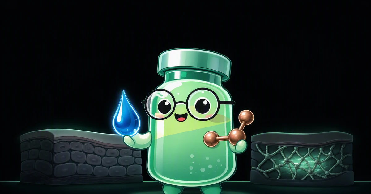 GHK-Cu peptide vial mascot illustration