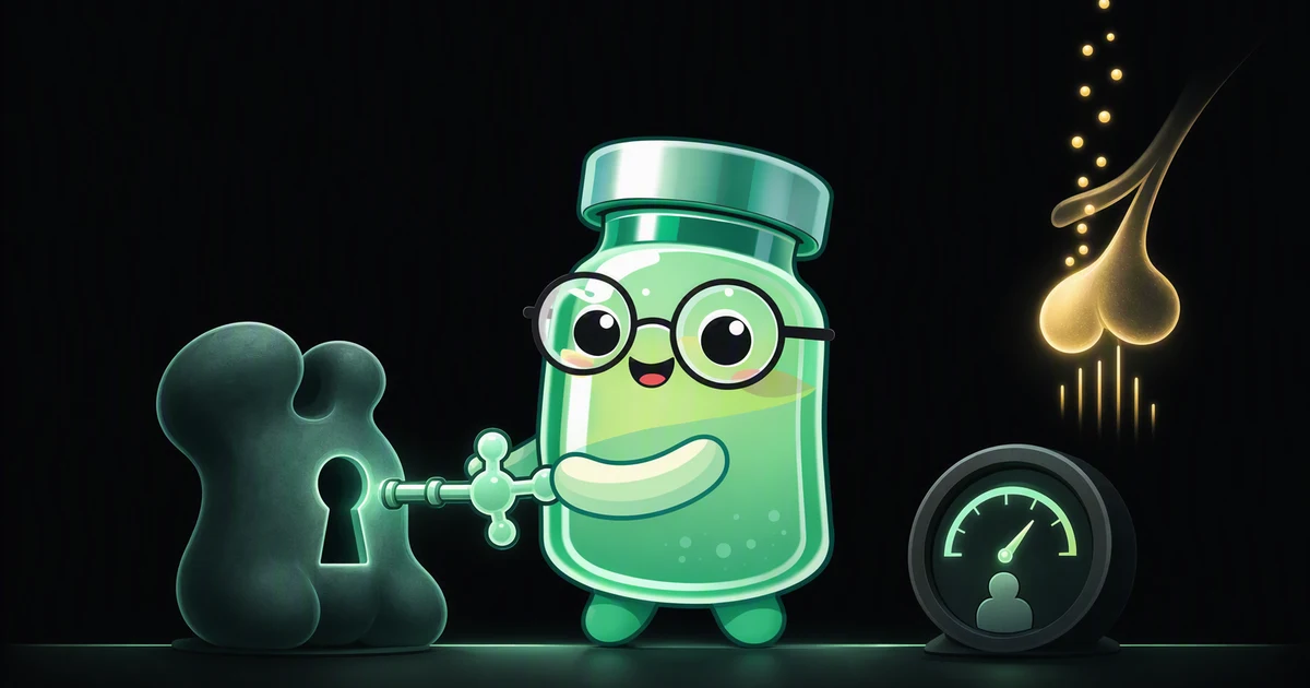 GHRP-2 peptide vial mascot illustration