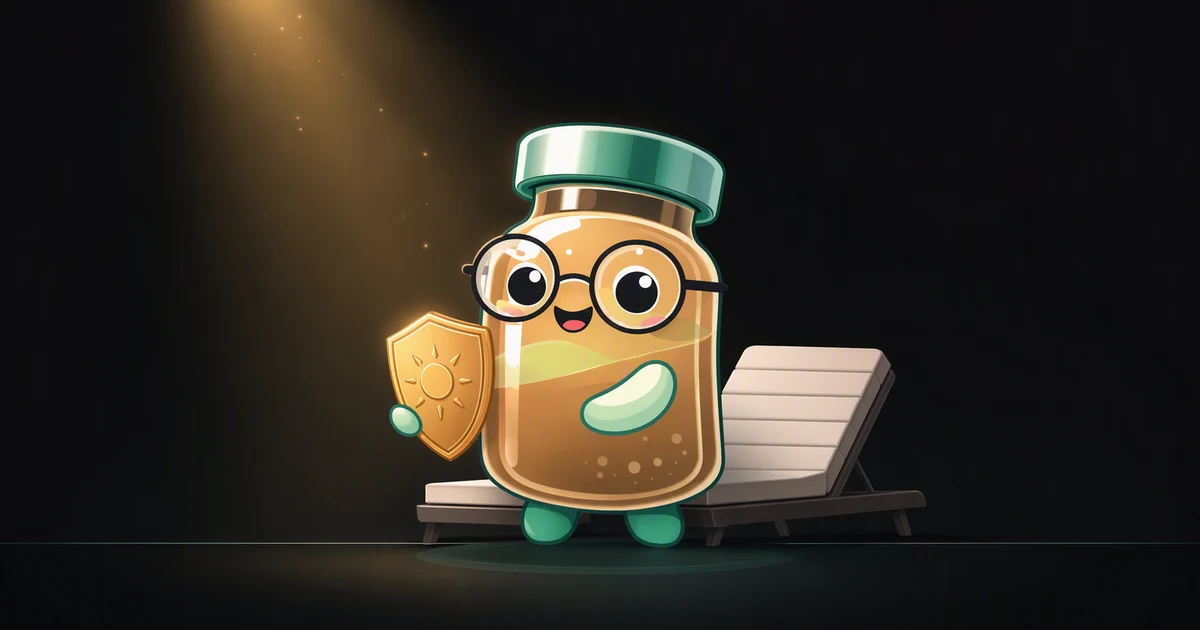 Melanotan 1 peptide vial mascot illustration