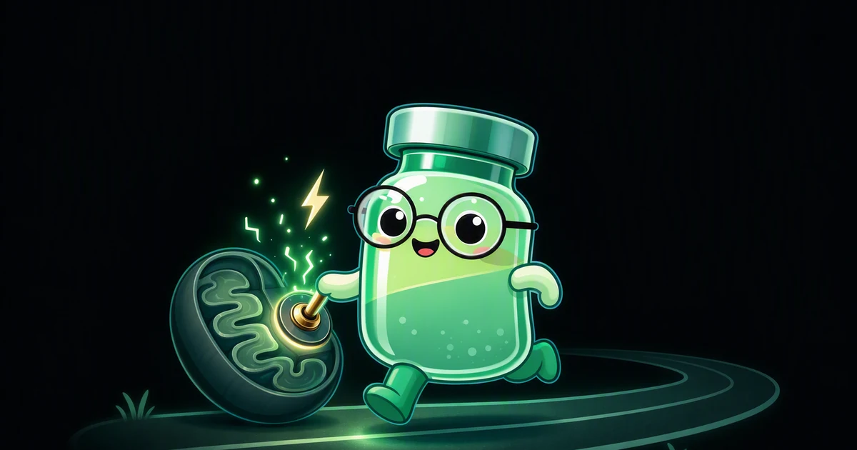 MOTS-c peptide vial mascot illustration