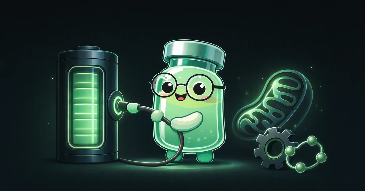 NAD+ peptide vial mascot illustration