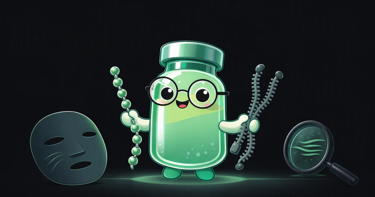 SNAP-8 peptide vial mascot illustration