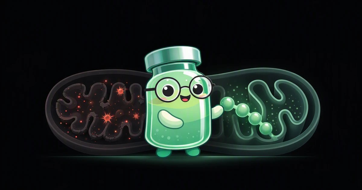 SS-31 peptide vial mascot illustration