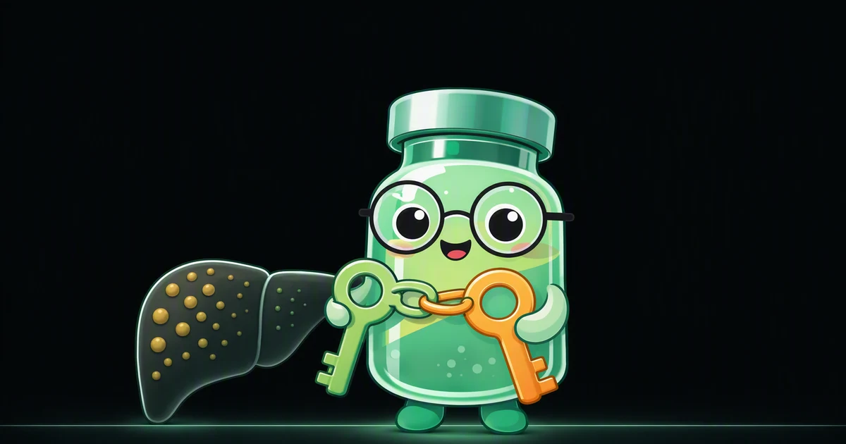 Ilustración de la mascota con un vial del péptido survodutida