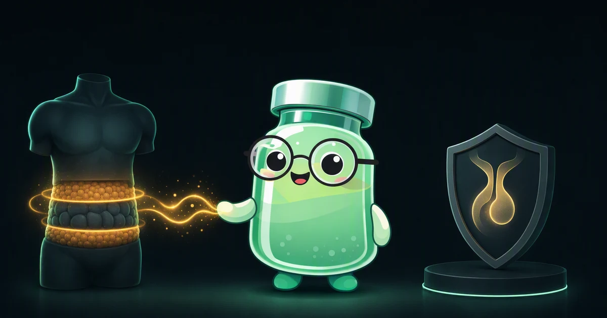 Tesamorelin peptide vial mascot illustration