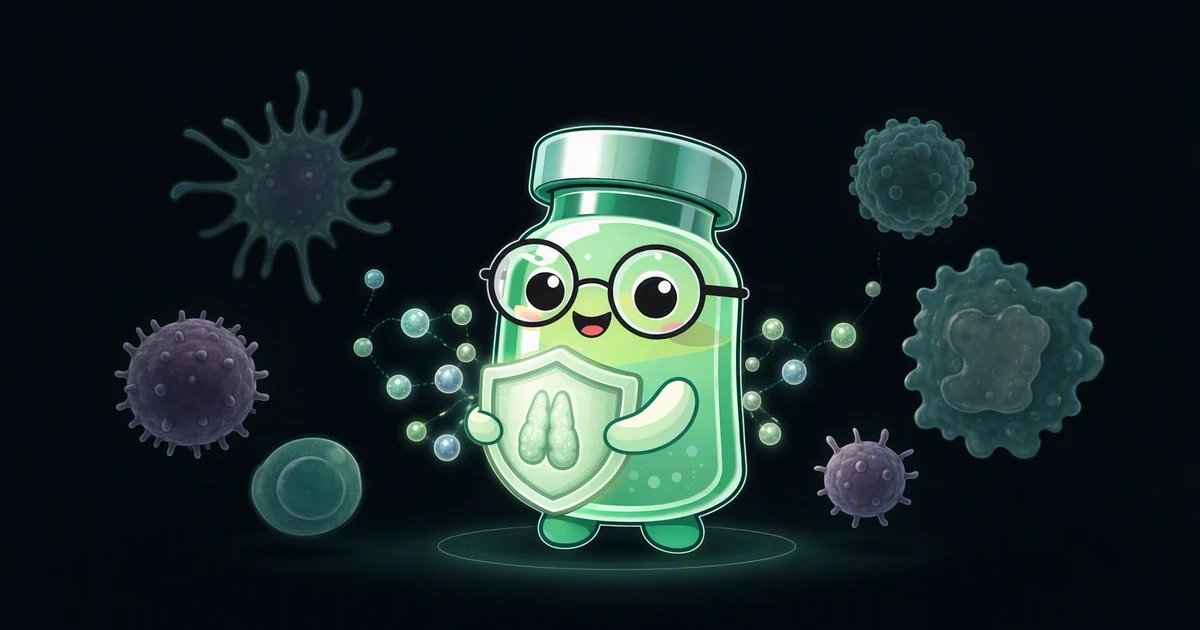 Thymalin peptide vial mascot illustration