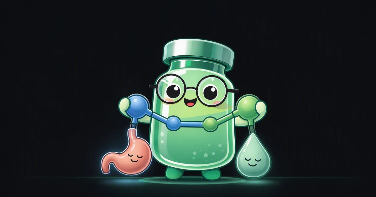 Tirzepatide peptide vial mascot illustration