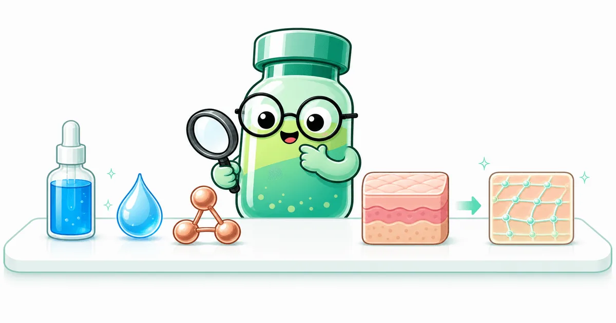 GHK-Cu peptide vial mascot illustration
