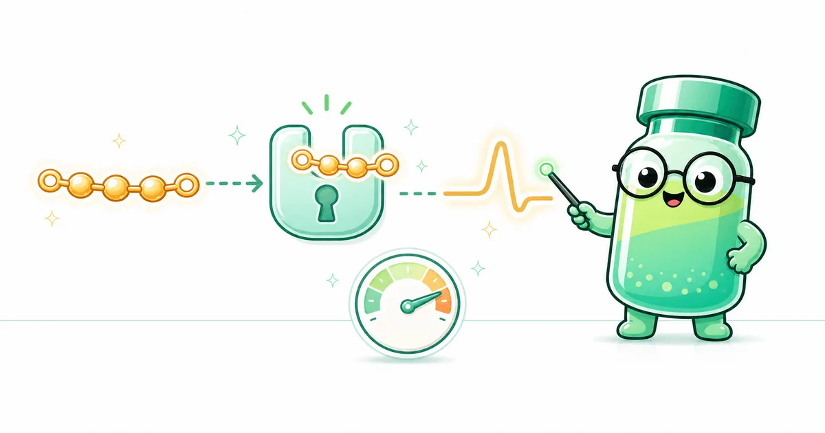 GHRP-2 peptide vial mascot illustration