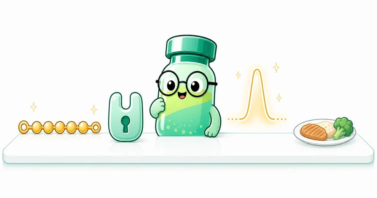 GHRP-6 peptide vial mascot illustration