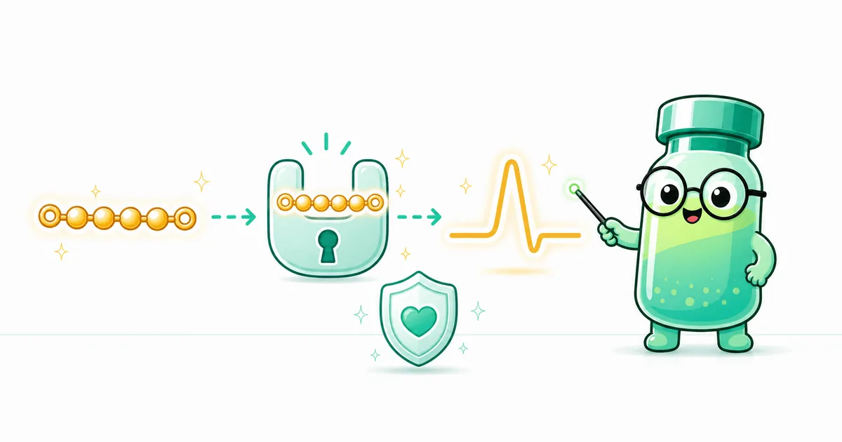 hexarelin peptide vial mascot illustration