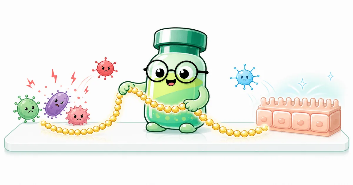 LL-37 peptide vial mascot illustration