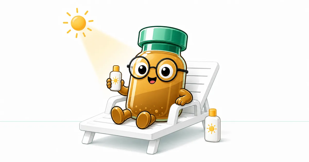 melanotan 1 peptide vial mascot illustration