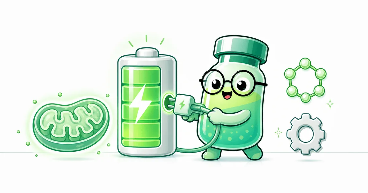 NAD+ peptide vial mascot illustration