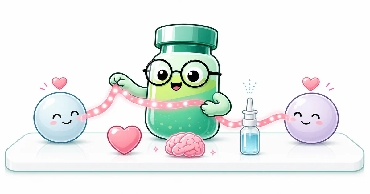 oxytocin peptide vial mascot illustration
