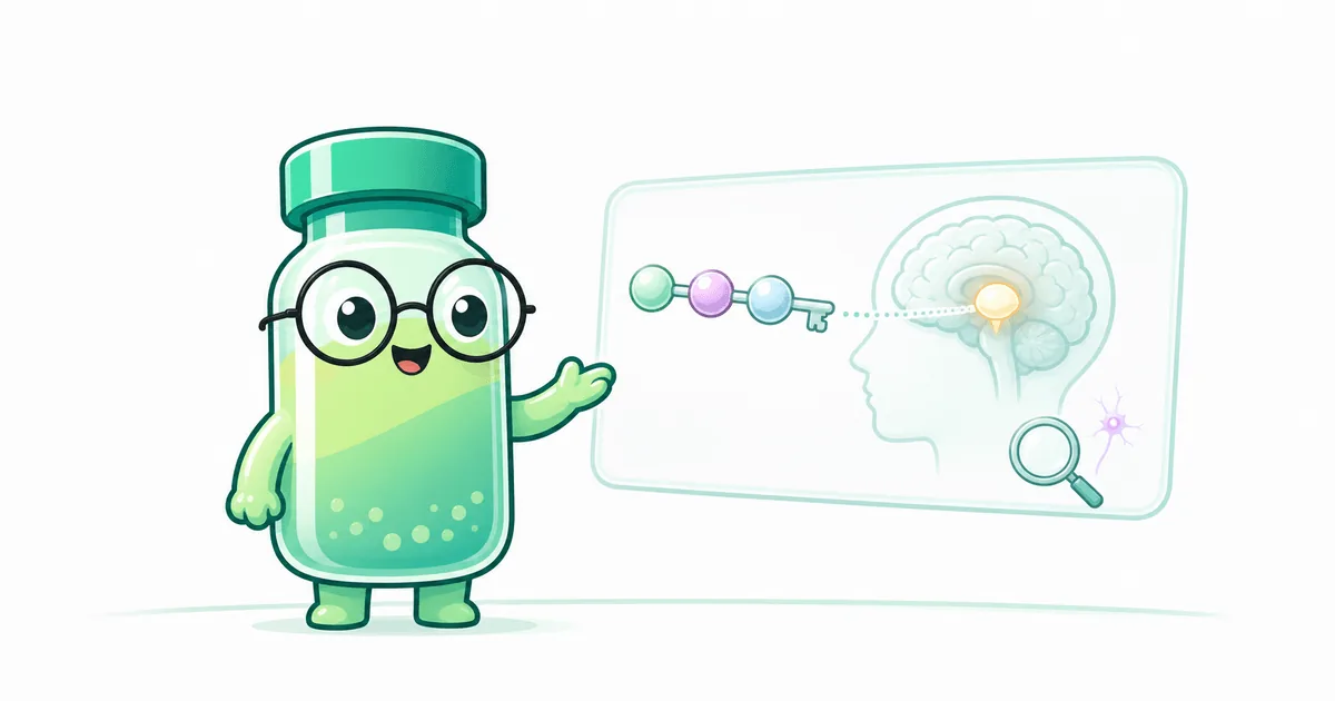 pinealon peptide vial mascot illustration