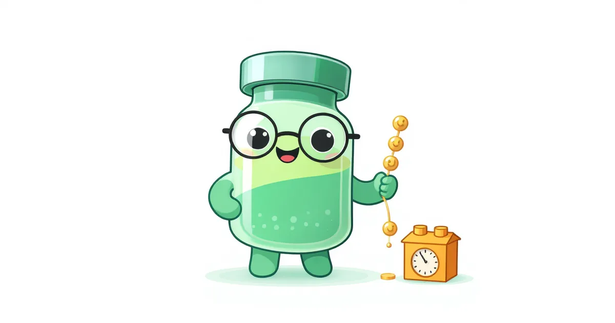 sermorelin peptide vial mascot illustration