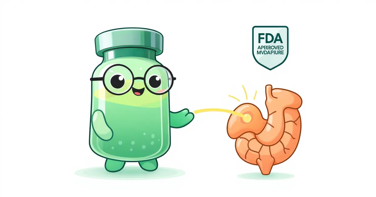 tesamorelin peptide vial mascot illustration