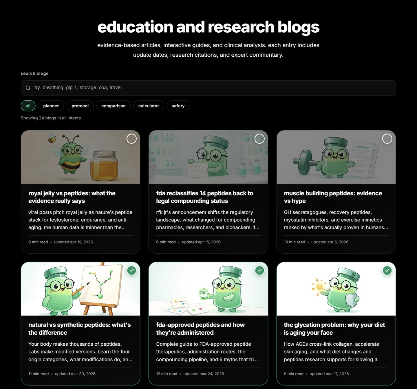 education and research blogs catalog with evidence-based articles